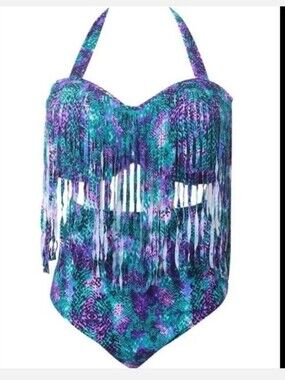 Plus size snake print purple, green swimsuit 20
